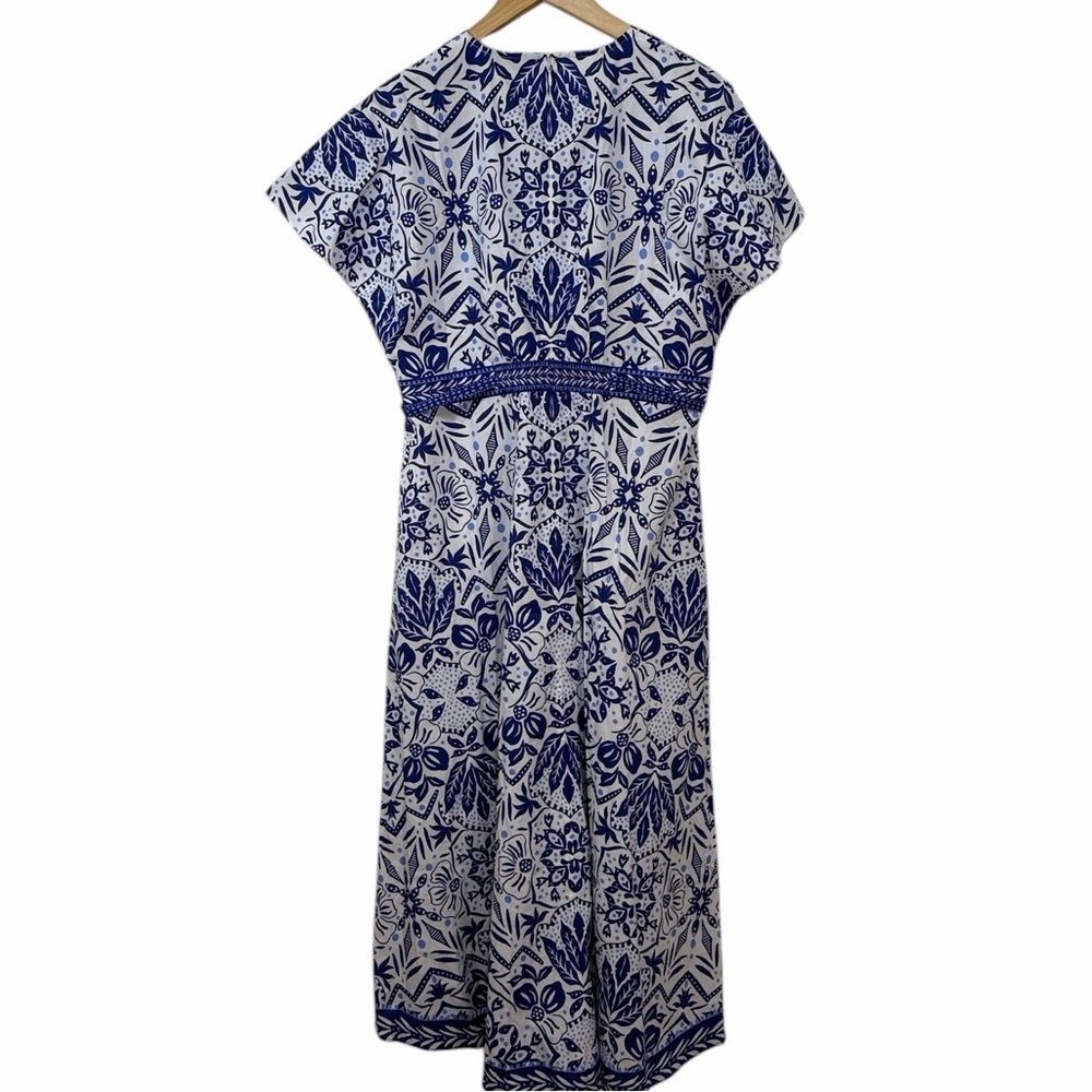 HALE BOB Galilea Poplin Blue & White Floral V-Neck Midi Dress Size Large NWT - Picture 5 of 11